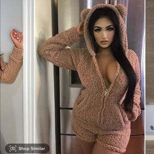 Teddy Bear PJ romper | Mocha | Small